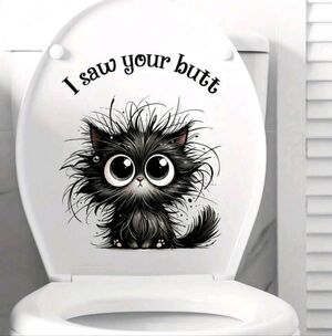 NIP: Cute (2 Piece) Black Cat Toilet Seat Stickers